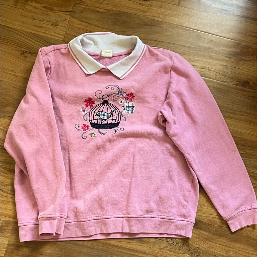 Sweet bird sweatshirt with collar